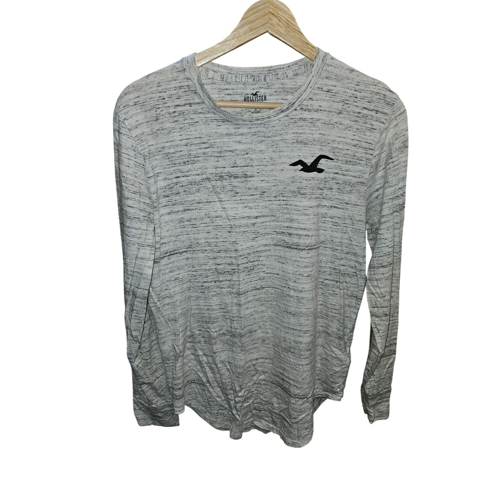 Hollister California Long Sleeve T-Shirt Gray Marl‎ Crew Neck Seagull Logo Men's